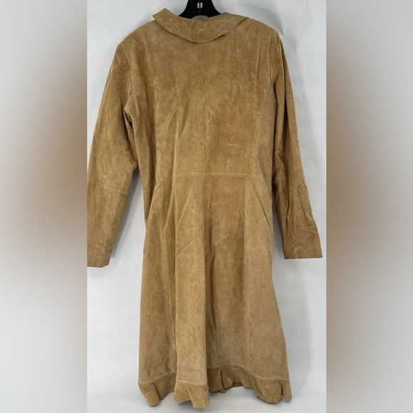 Wilsons Leather Y2K Vintage Ruffled Golden Soft Suede Long Coat Size Large - Picture 2 of 10